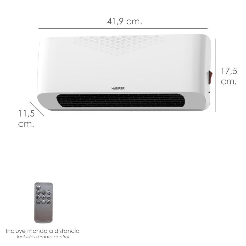 Termoconvector Ceramico Split Para Pared 1000 / 2000 W. Led. Con Mando A Distancia, Temprorizador, Control Temperatura,_1