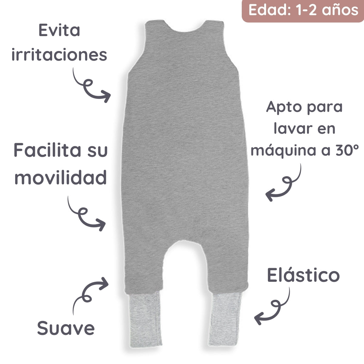 Saco De Dormir Con Pies Reversible T-s Jersey Algodón Melange Light-dark Grey