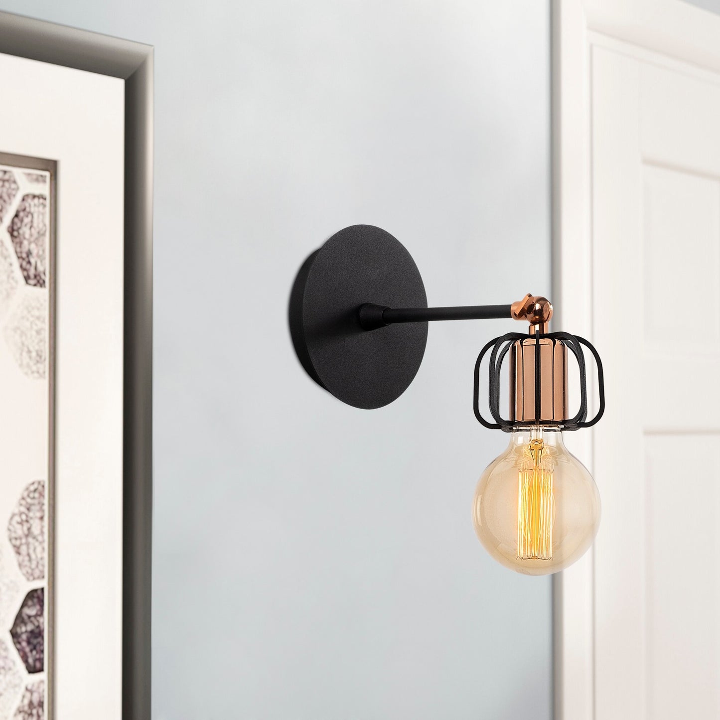 Aplique De Pared, Hierro , Negro, 10x10x14, Casquillo E 27 Max 40 W_4