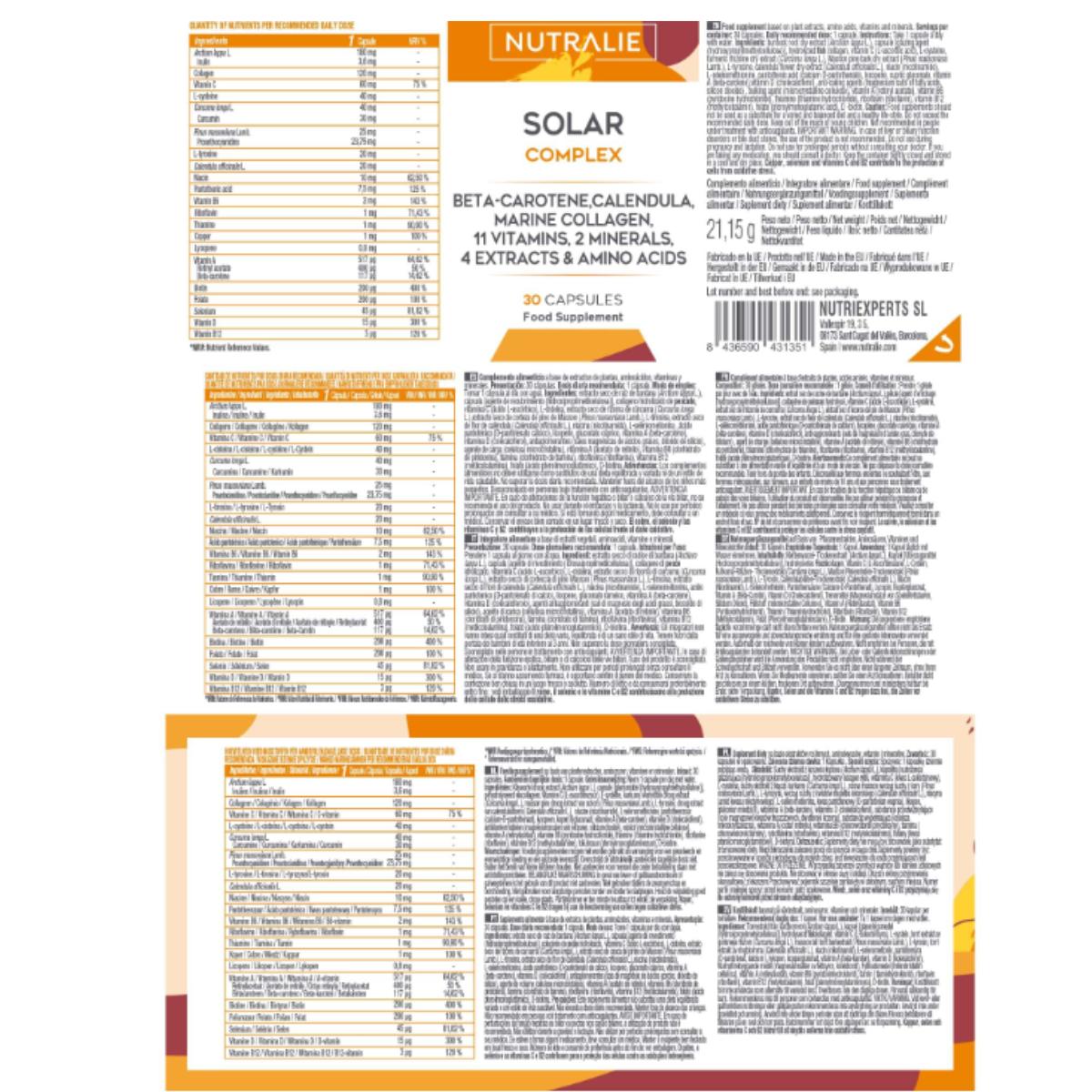 Nutralie Solar Complex con Colágeno Bronceador y Protector 30 cápsulas