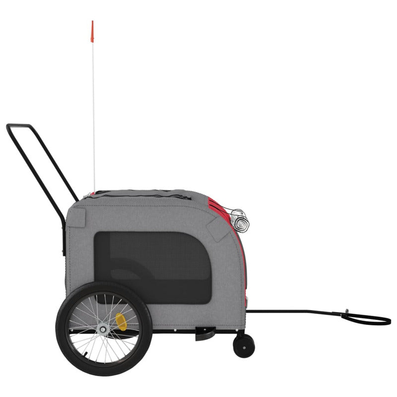 Vidaxl Remolque De Bicicleta Mascotas Hierro Tela Oxford Rojo Gris_5