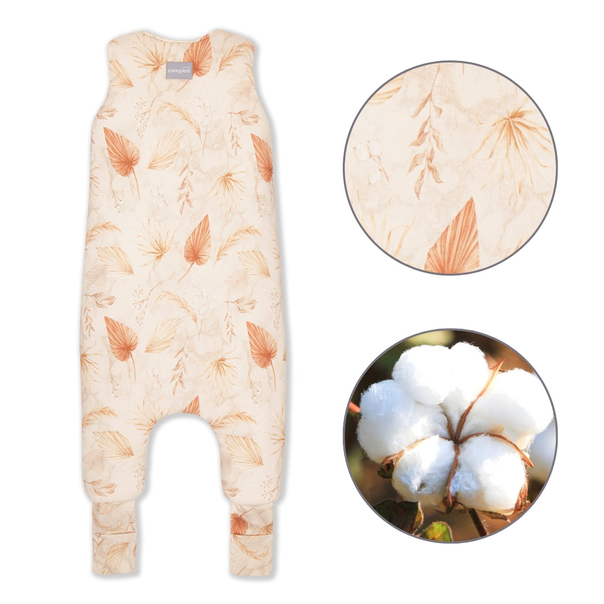 Saco De Dormir Con Pies Reversible T-s Jersey Algodón Bohemian Sand-bohemian Botanic