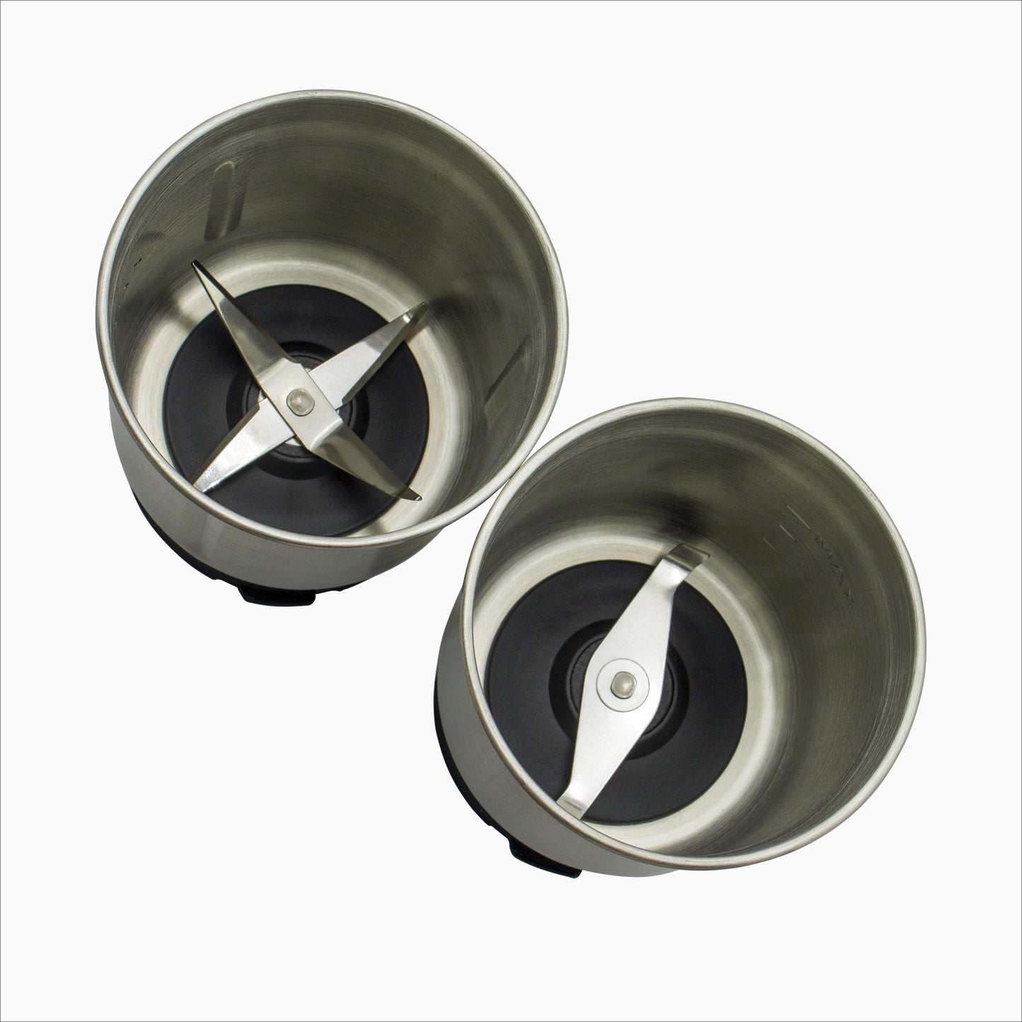 Molinillo Café Eléctrico, Picador Multiusos, Doble Cuchilla Corte Y 2 Vasos En Acero Inox, Función Pulso Mpm Mmk-06m, Plata, 200w