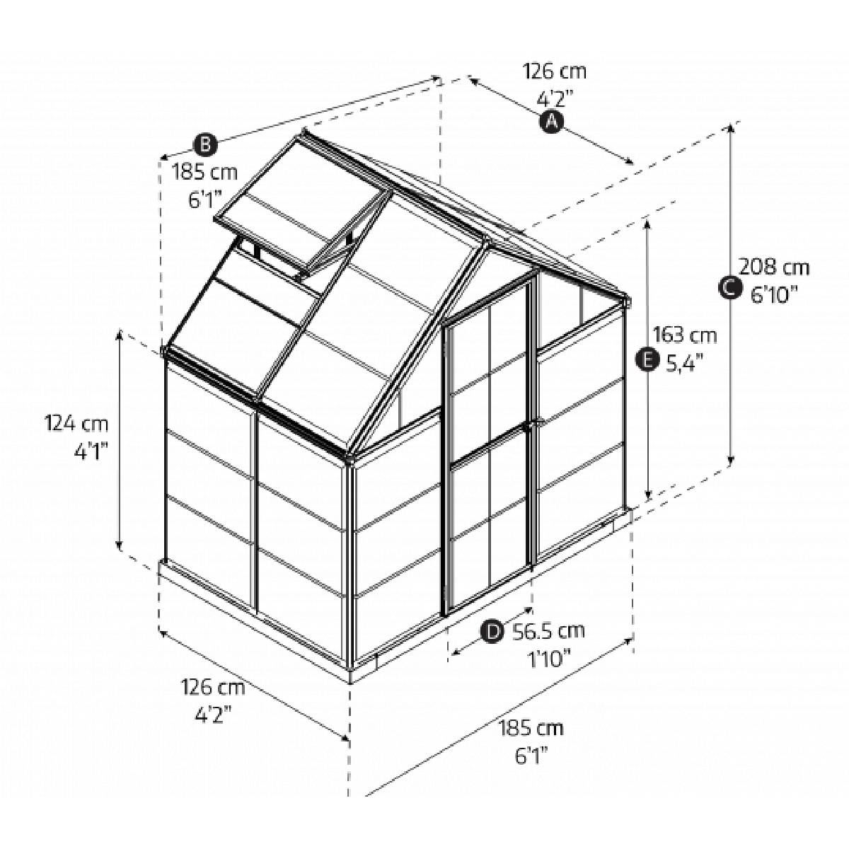 Invernadero Harmony 126x185 cm gris