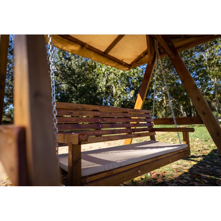 Balancin De Jardin Masgames Elna L Con Techo De Lona Con Cojin En El Banco._5