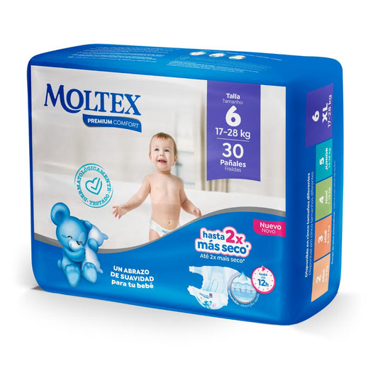 Pañales Moltex Premium Comfort T6 (17-28 kg) 30 Uds