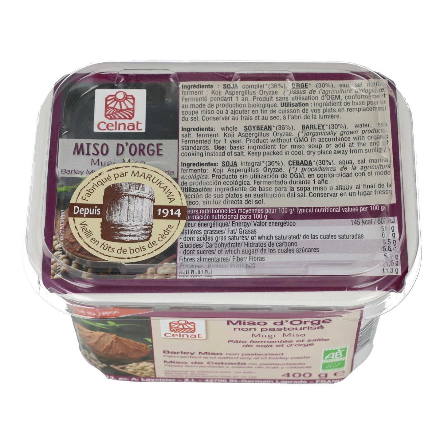 Miso de Cebada No Pasteurizado Celnat 400 g