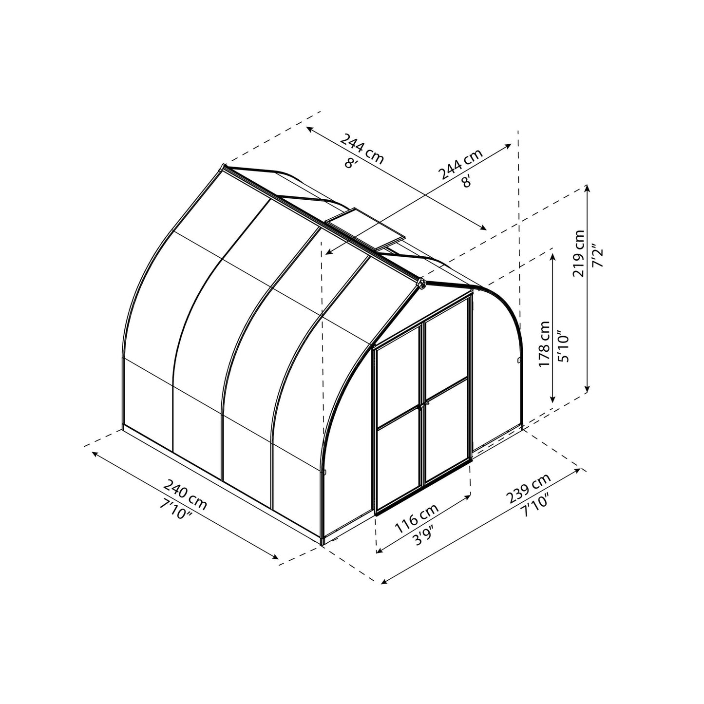 Bella Invernadero de jardín244x244x219 cm