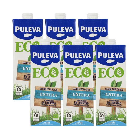 Pack 6 uds Leche Entera ecológica Puleva, 1 L