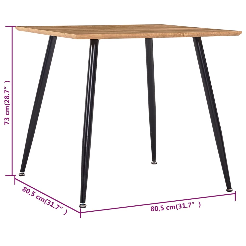 Mesa De Comedor Mdf Color Roble Y Negro 80,5x80,5x73 Cm_3