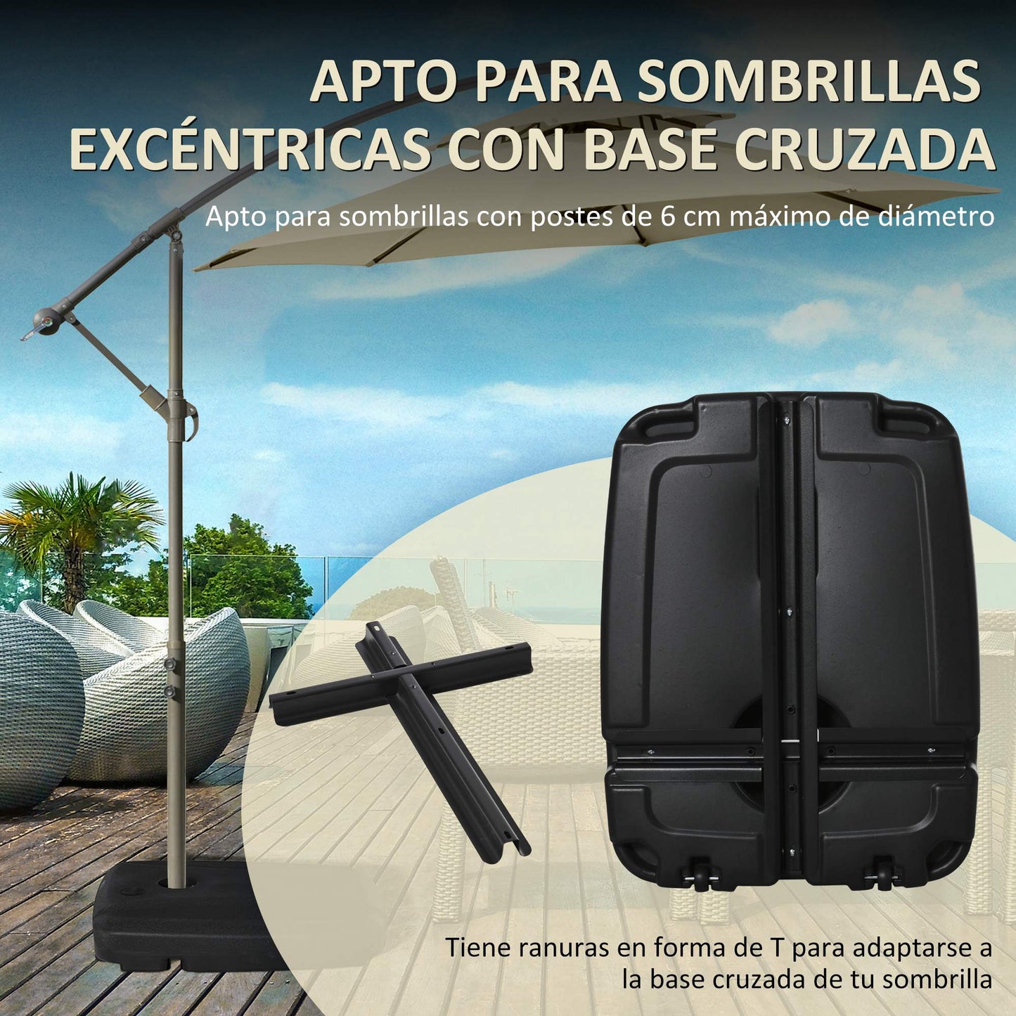 Outsunny Conjunto De Sombrilla Incluye 1 Sombrilla De Jardín Y 1 Base_5