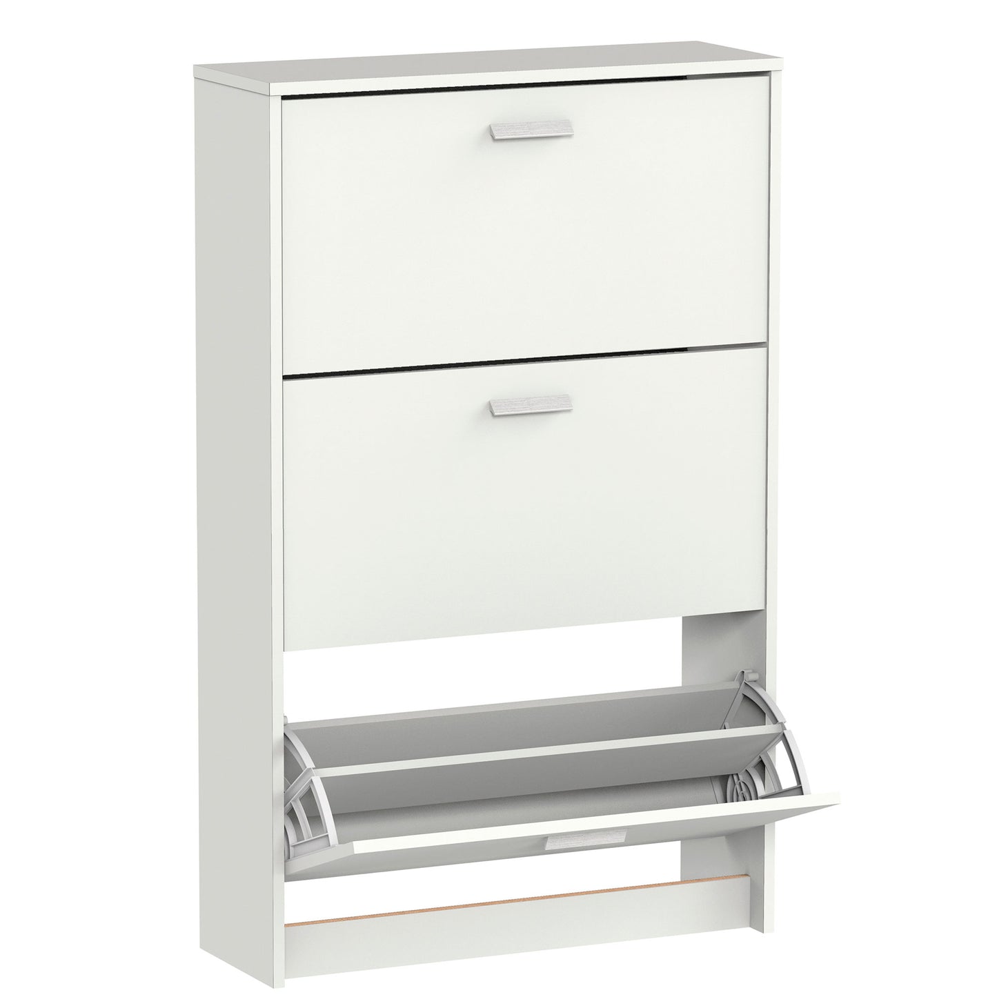 Zapatero Entrada Recibidor, Mueble Auxiliar Estrecho Zapatos, 3 Puertas, Madera 119,5x74x25 Cm, Briebe, Nova, Blanco