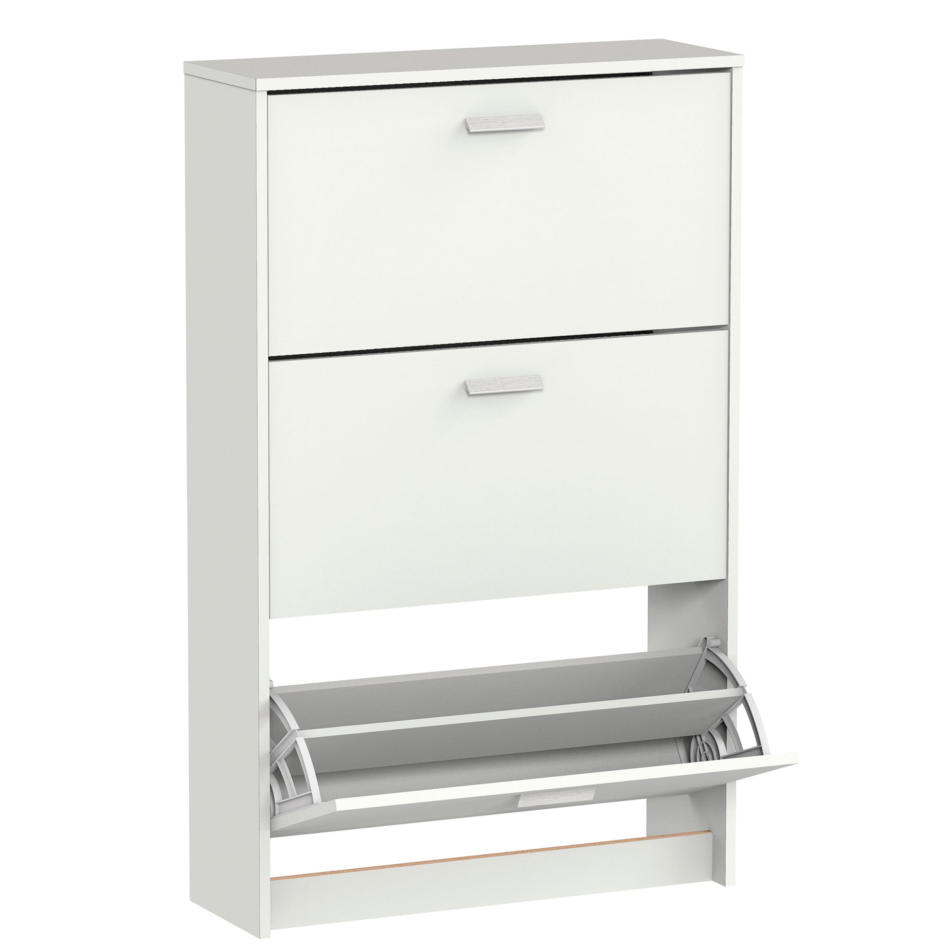 Zapatero Entrada Recibidor, Mueble Auxiliar Estrecho Zapatos, 3 Puertas, Madera 119,5x74x25 Cm, Briebe, Nova, Blanco