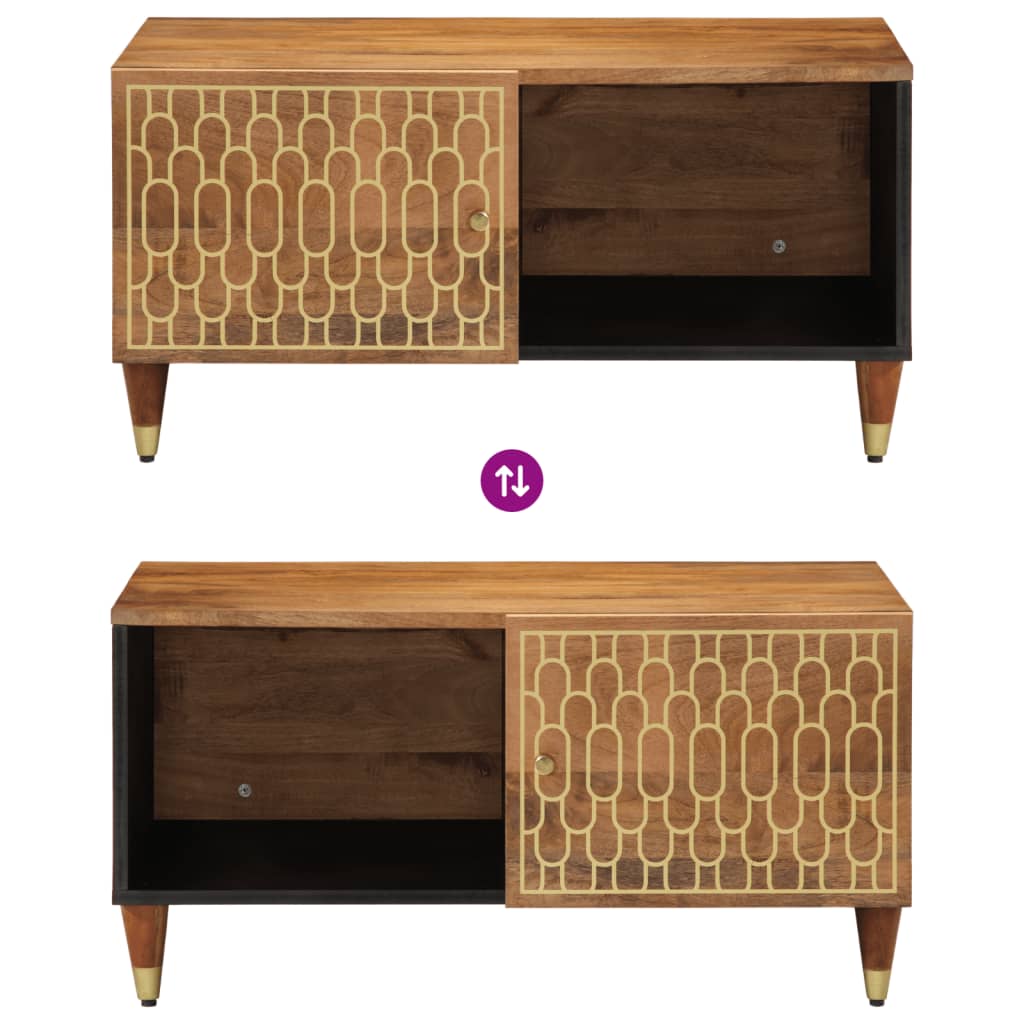 Mesa De Centro De Madera Maciza De Mango 80x50x40 Cm_4