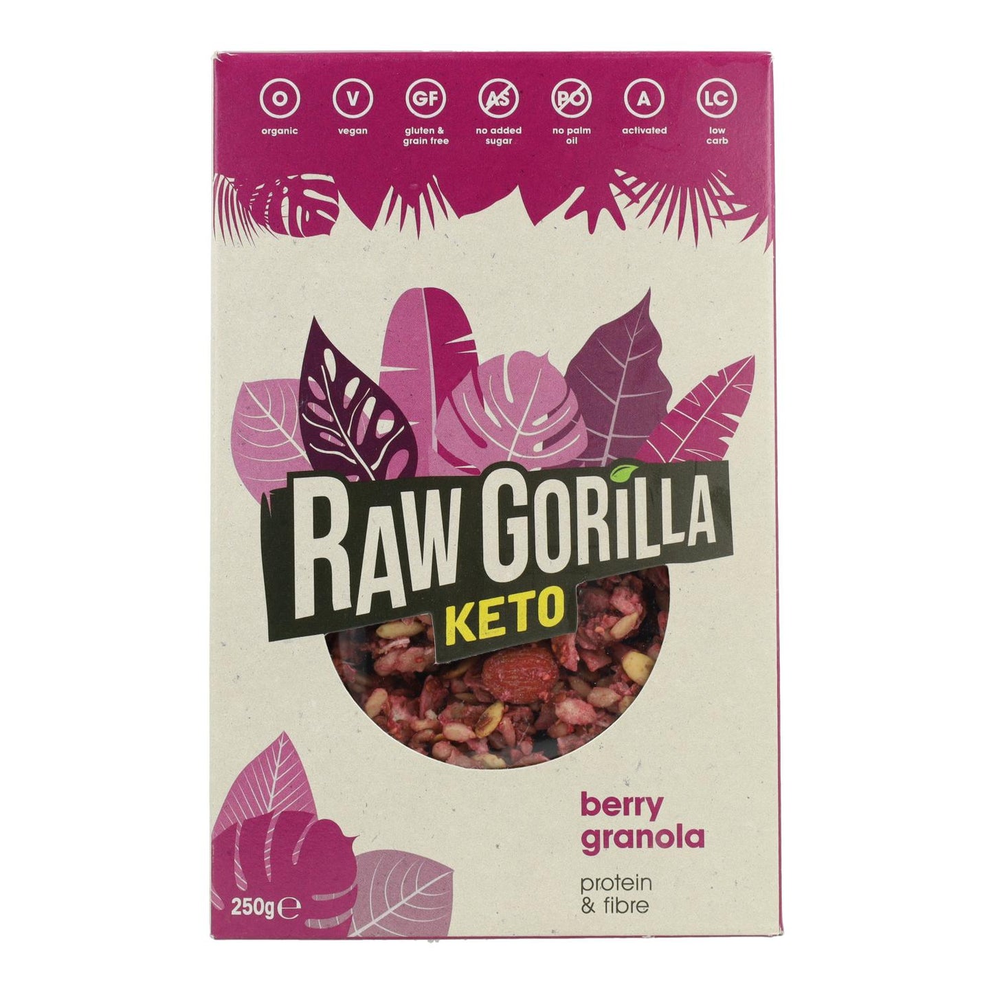Granola keto ecológica de frambuesa 250g  Raw Gorilla