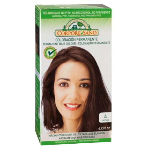 Tinte permanente nº4 castaño Corpore Sano 140 ml