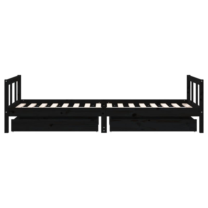 Vidaxl Estructura De Cama Niños Con Cajones Madera Pino Negro 90x200cm_5