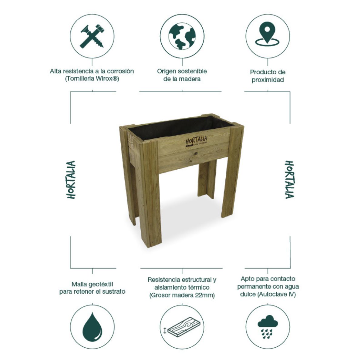 Mesa de cultivo Gardenbrico S80 Hortalia 50 L