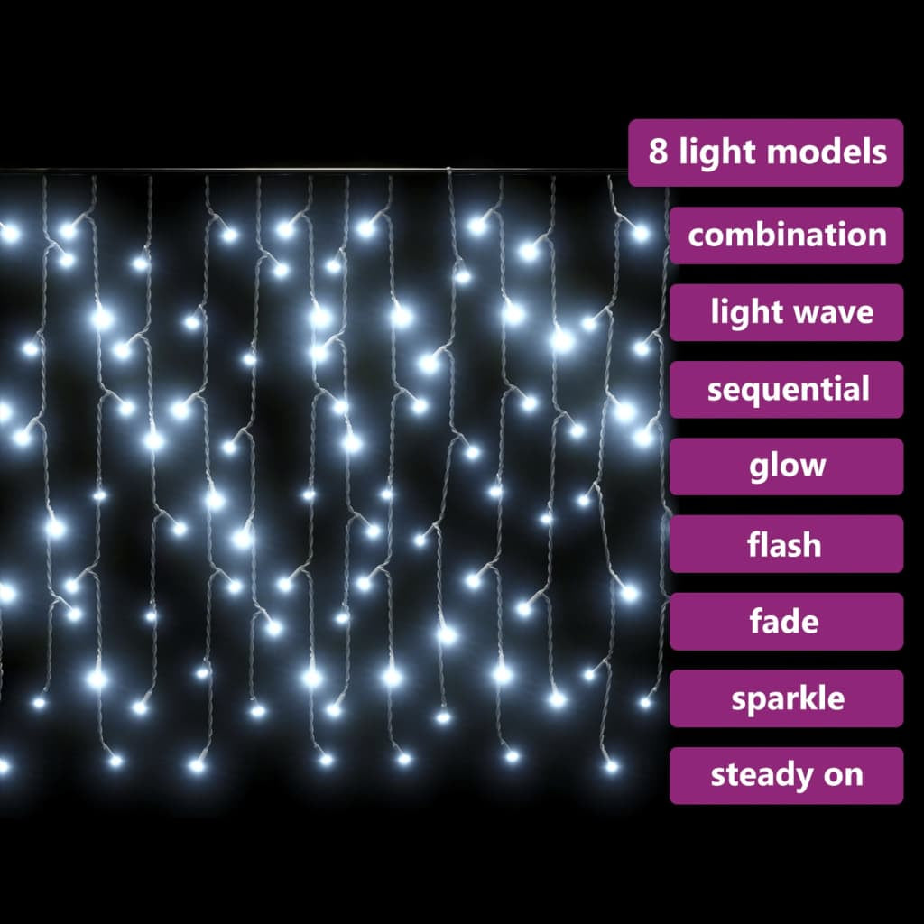 Vidaxl Cortina Luces Carámbano 10m 400 Led Blanco Frío 8 Funciones_4