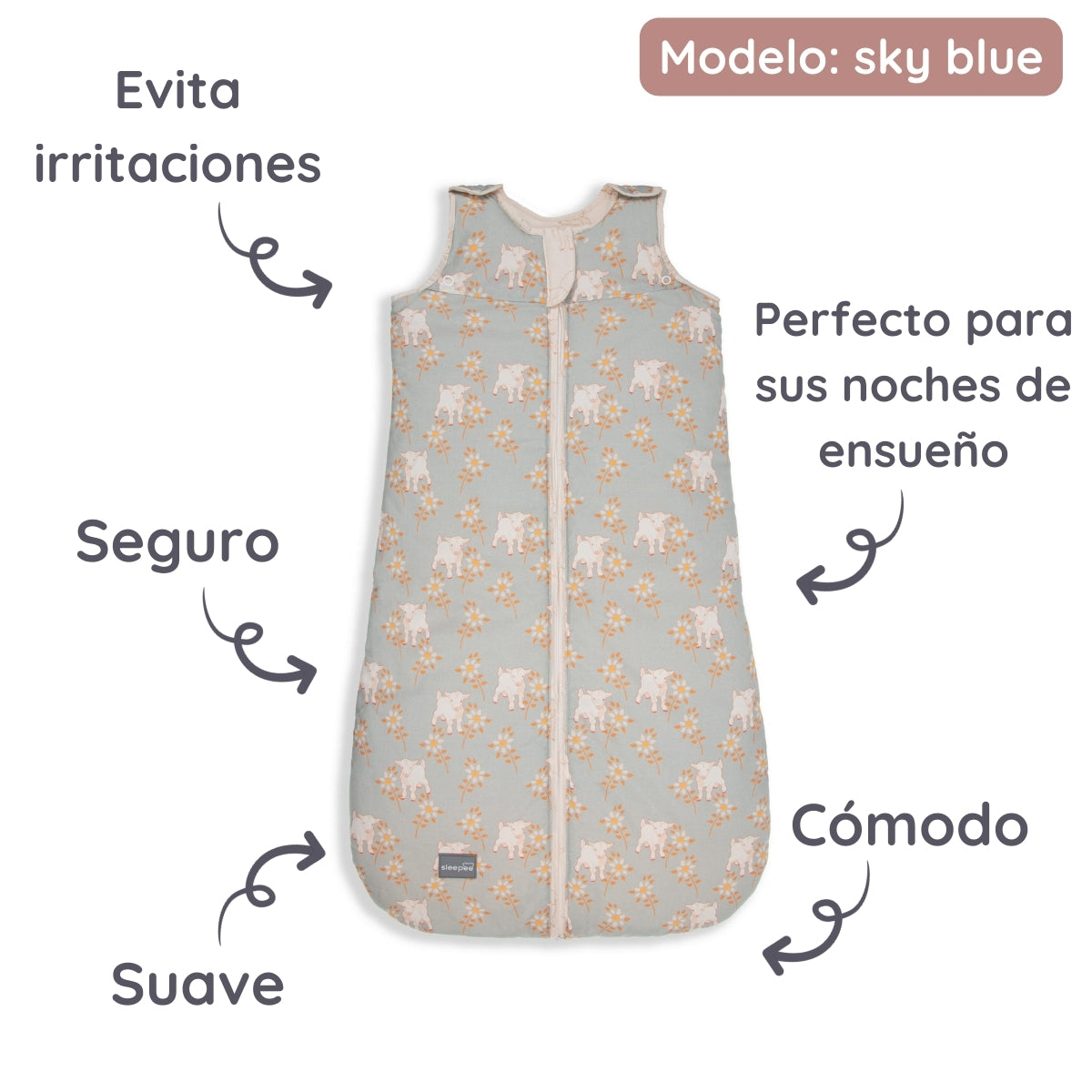 Saco De Dormir Bebe Evolutivo 0-24m Grow Up Sky Blue