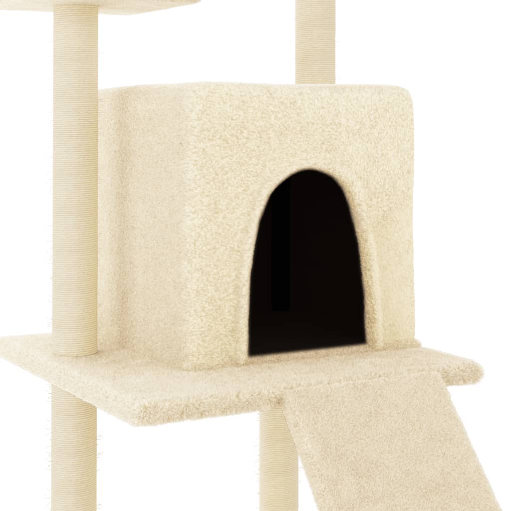 Rascador Para Gatos Con Postes De Sisal Color Crema 110 Cm_5