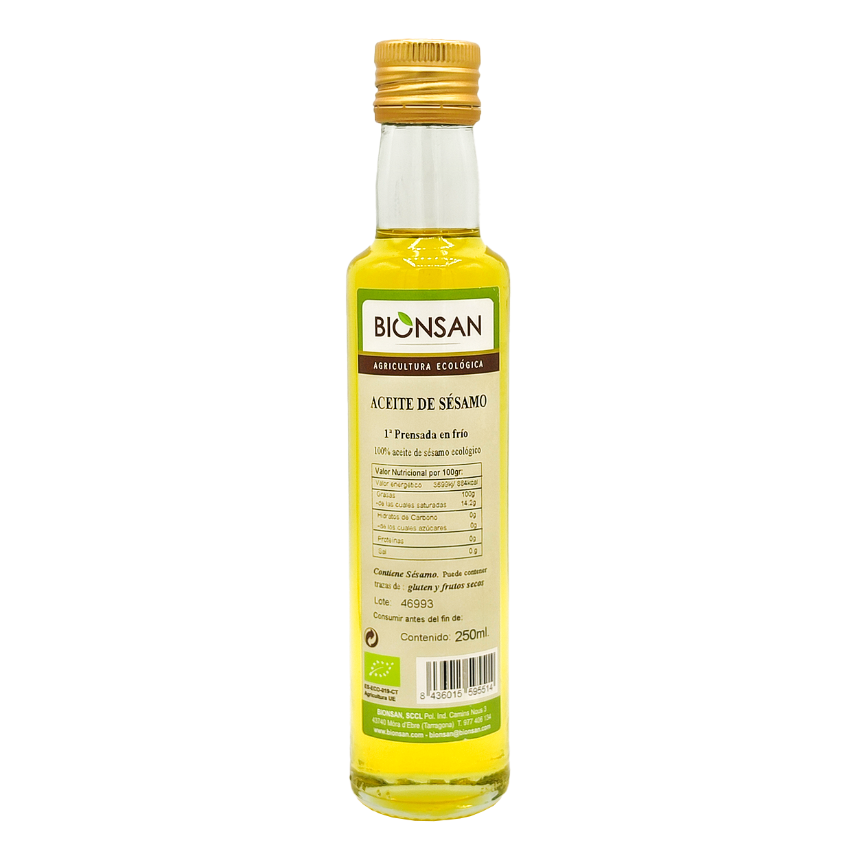Aceite De Sésamo Primera Prensada En Frío Eco Bionsan 250ml_0