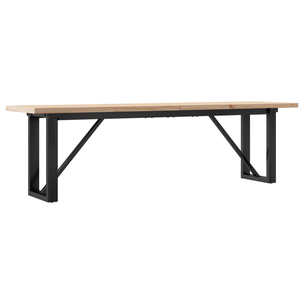Mesa De Centro Marco O Madera Maciza Pino Y Acero 160x40x45,5cm_4