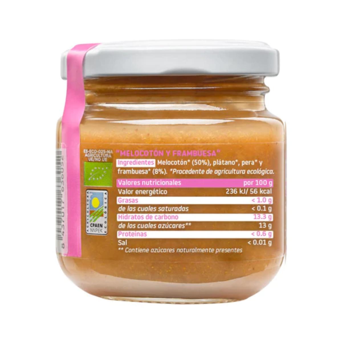 PROMO 3x Tarrito de Frambuesa y Melocotón Ecológico Smileat, 130g