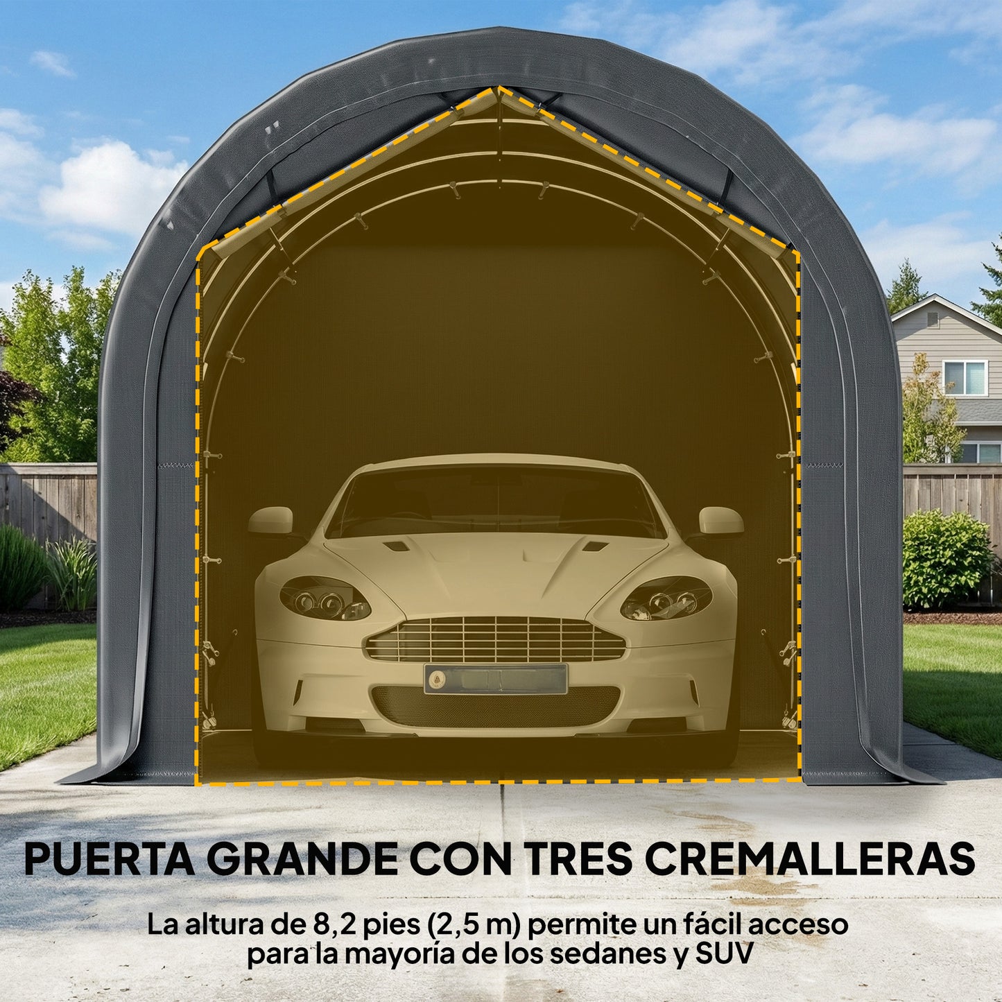 Outsunny Carpa Garaje 3x6 M Impermeable Con Puerta Enrollable Y Ventanas Gris_5