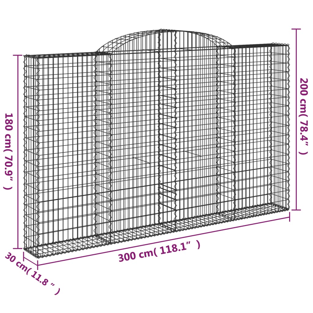Cestas De Gaviones 2 Uds Forma De Arco Hierro 300x30x180/200 Cm_5