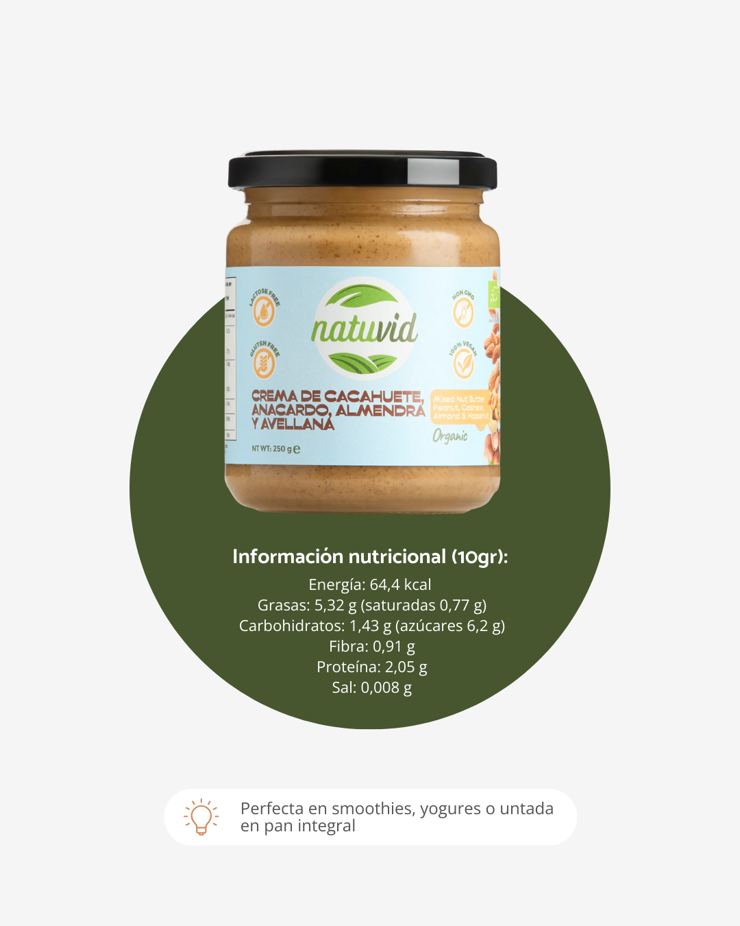 Crema Orgánica De Cacahuete, Anacardo, Almendra Y Avellana