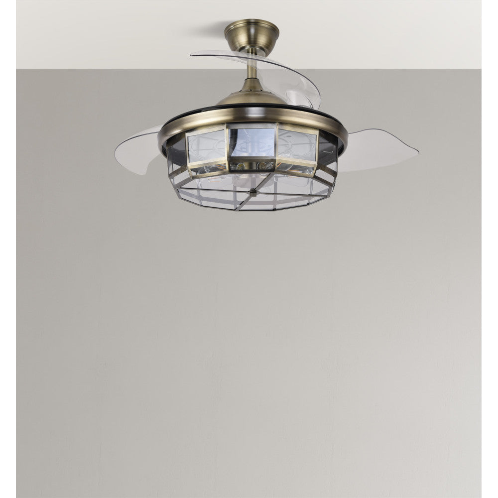 Ventilador Dc Tornado Cuero 5xe27 107d 3aspas Desplegables 6velocidades C/remoto Y Temporizador_3