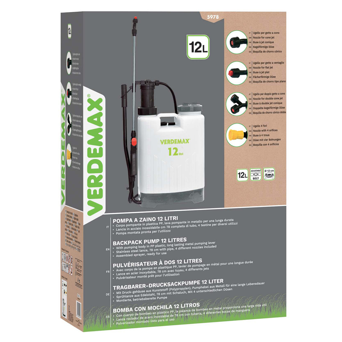 Pulverizador de mochila profesional 12 l Verdemax
