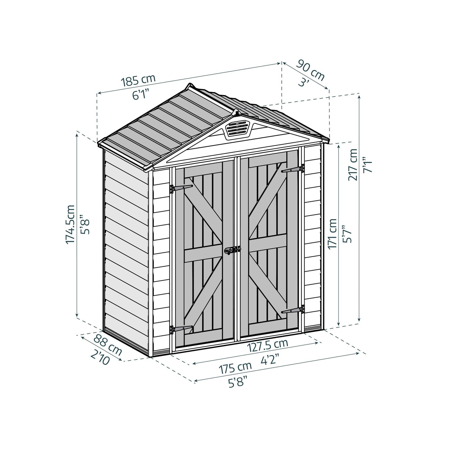 Cobertizo de jardín Skylight Deco gris deco Canopia by Palram 185x90 cm