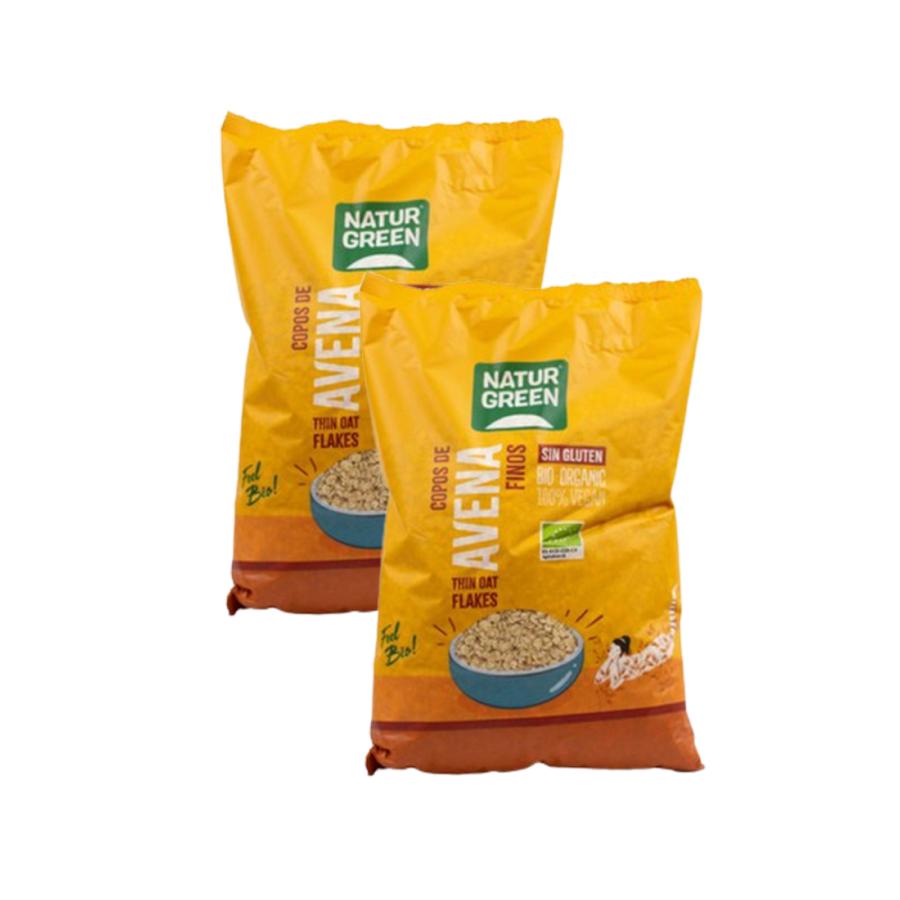 Pack 2 uds Copos de Avena Finos Sin Gluten Bio NaturGreen Pack 2 uds de 1Kg