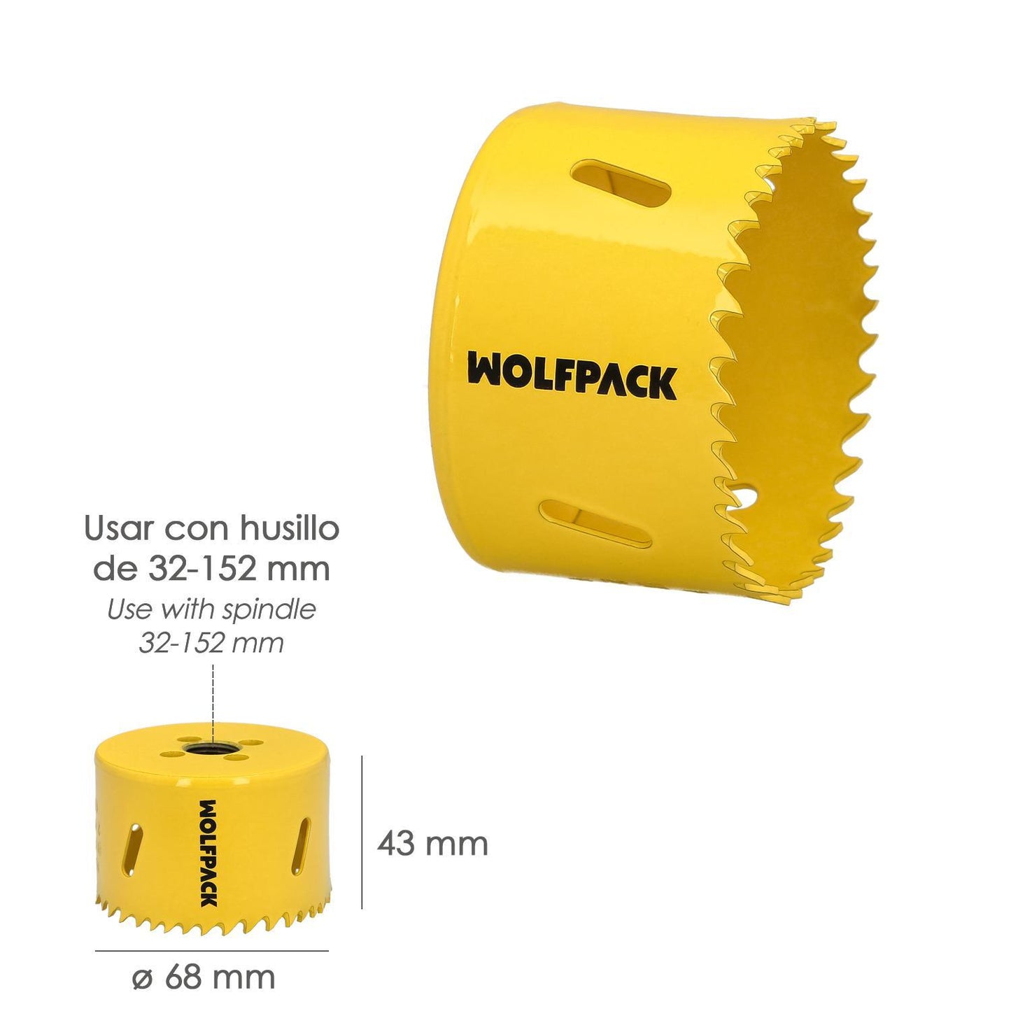 Corona Sierra Bimetal Ø 68 Mm. Templado Termico, Base Reforzada. Corona Madera, Broca Agujeros Madera, Acero, Hierro, Plasticos