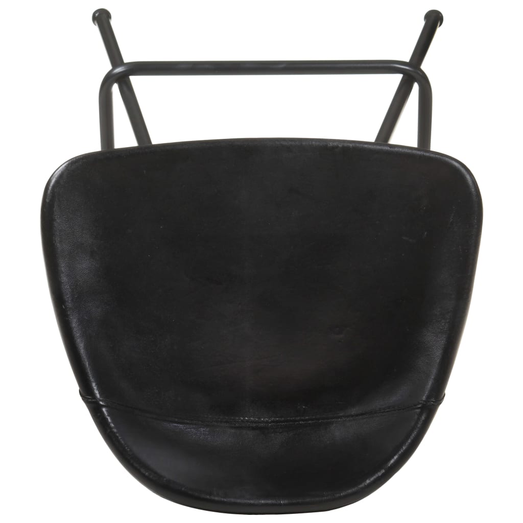 Taburetes De Cocina 4 Unidades Cuero Auténtico Negro_5