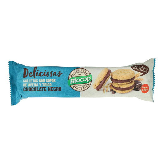 Galletas con Copos de Avena rellena de Chocolate Negro Biocop 150 g
