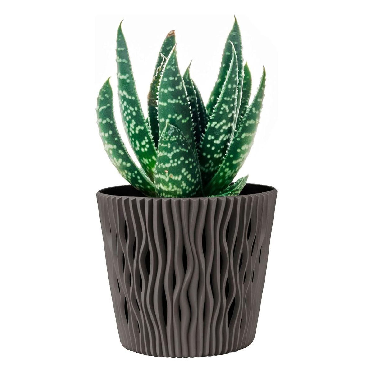 Maceta Duna con inserto gris topo D 22 x 19