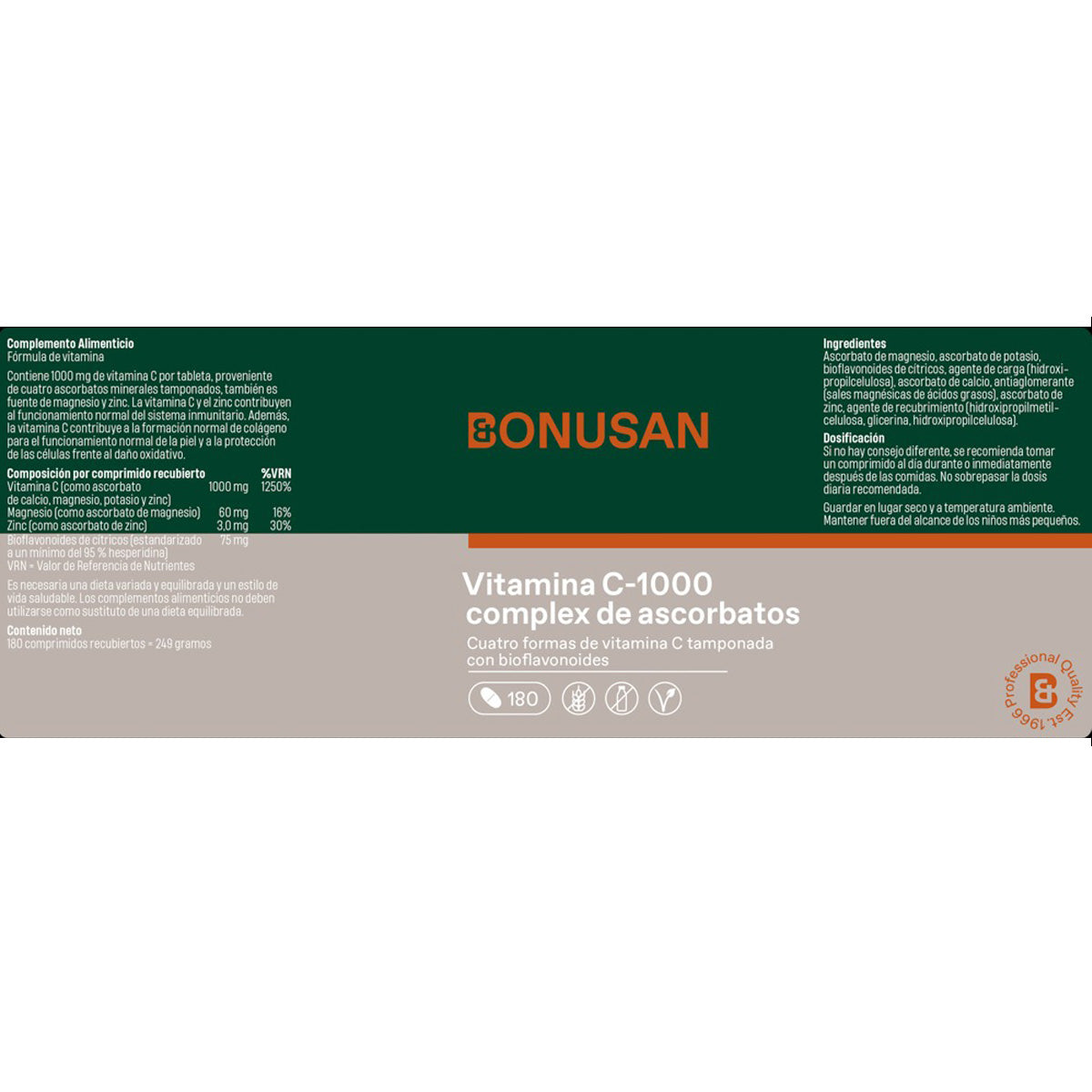 Vitamina C-1000 complex de ascorbatos Bonusan 180 comprimidos