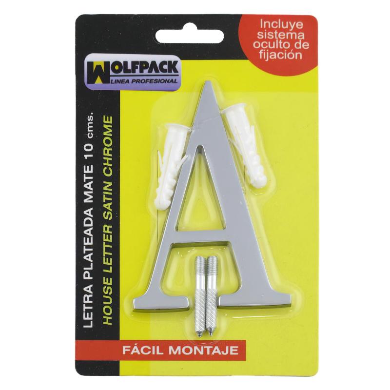 Letra Metal A Plateada Mate 10 Cm. Con Tornilleria Oculta (blister 1 Pieza)