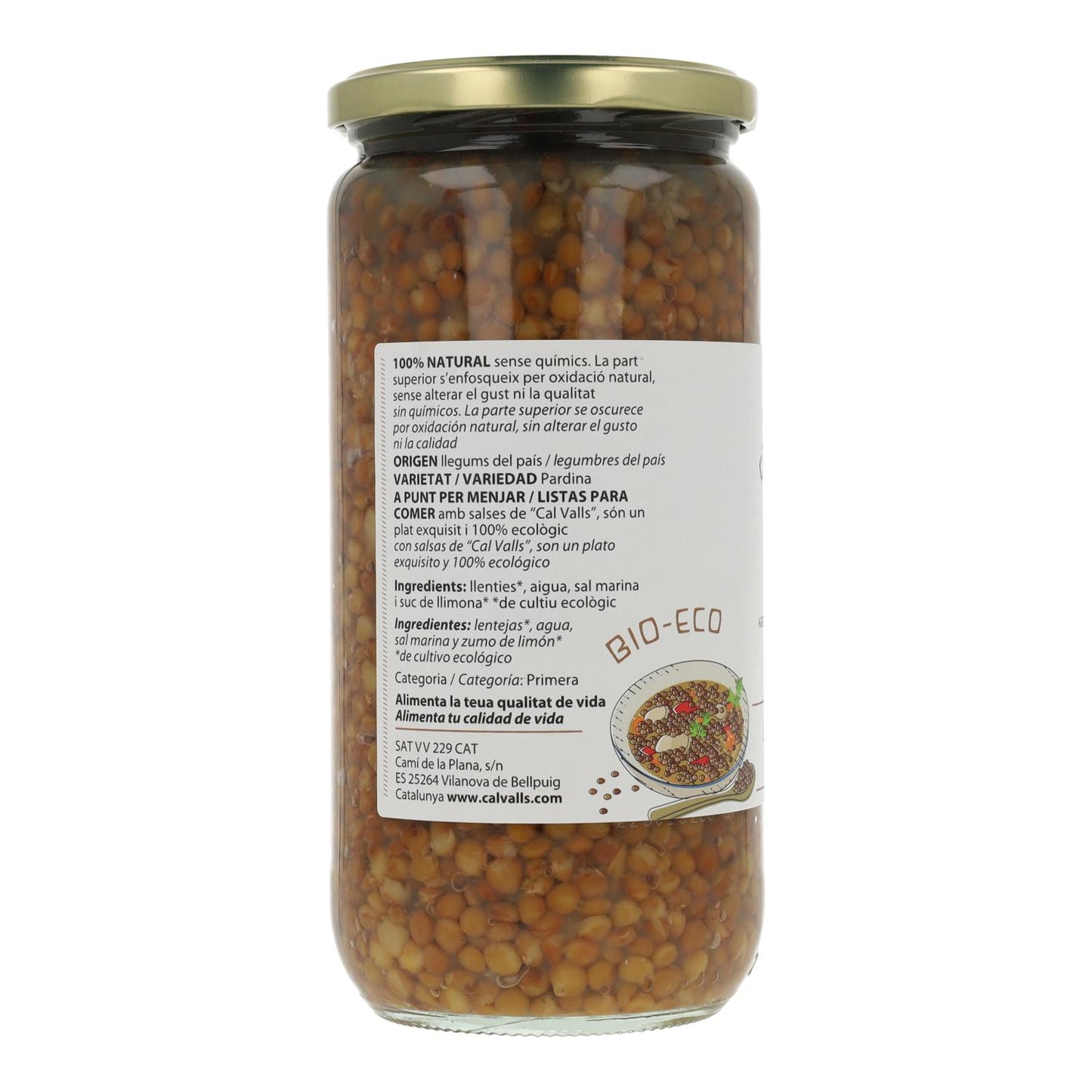 Lentejas cocidas ECO Cal Valls 500 g