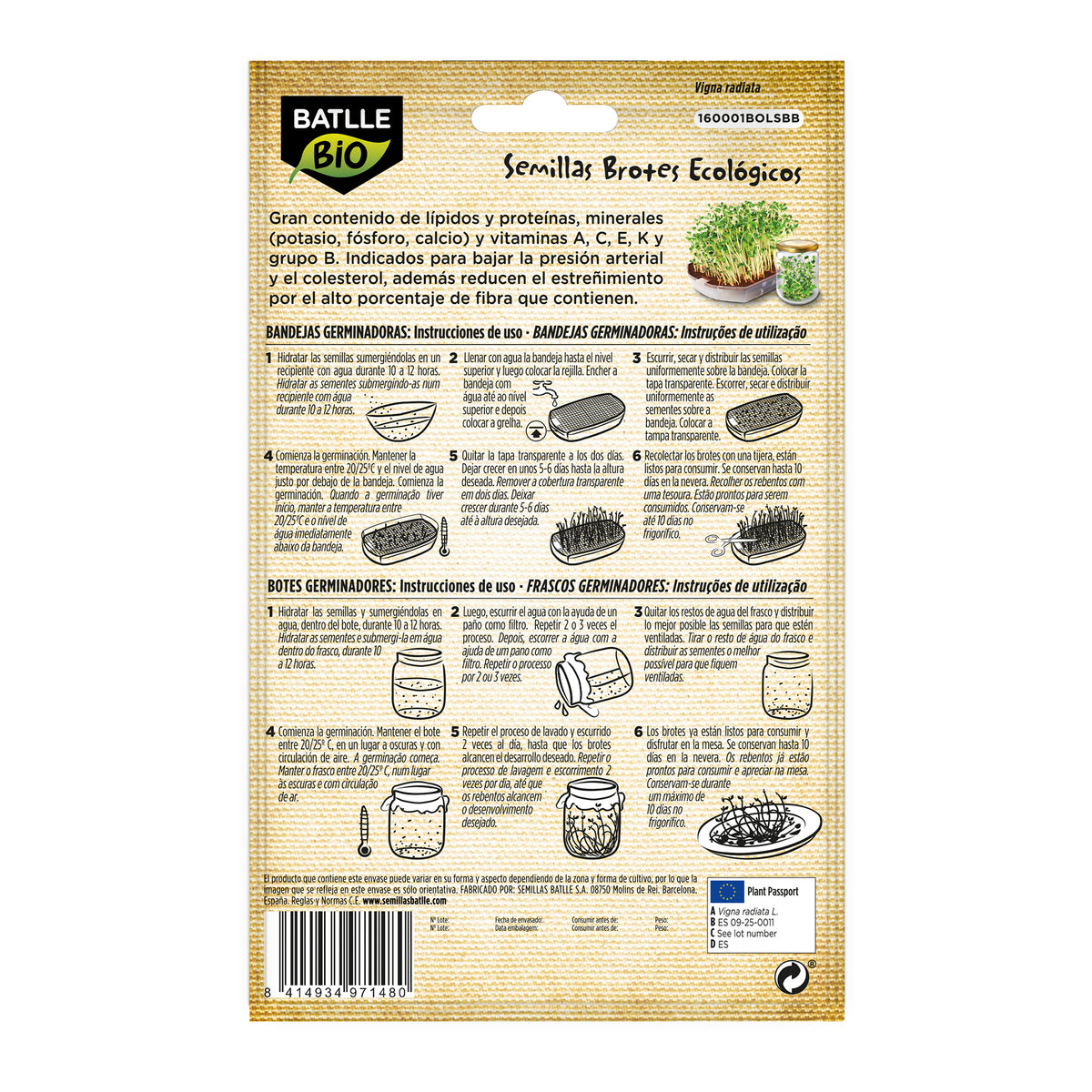 Semillas de Soja Verde ecológicas para germinados Batlle