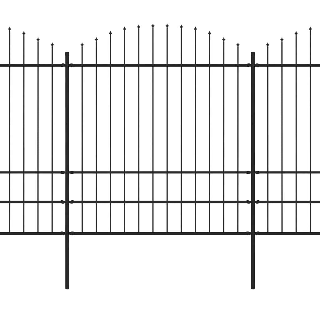 Valla De Jardín Con Puntas De Lanza Acero Negro (1,75-2)x5,1 M / Vetonek_4