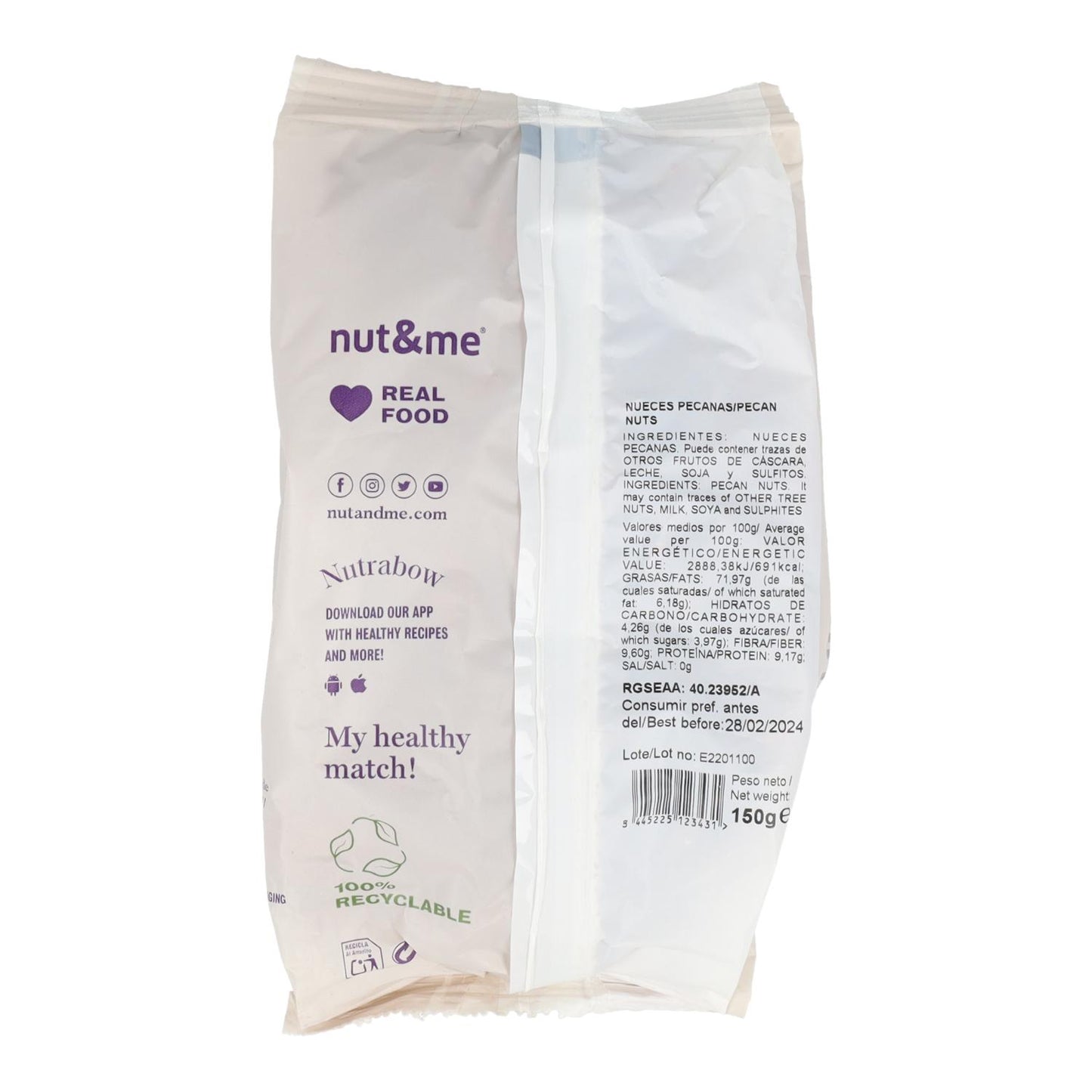 Nuez pecana natural Nut&me 150 g