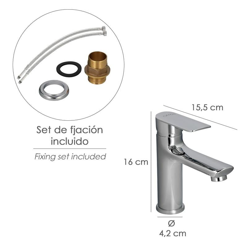 Monomando Lavabo Hamburgo Grifo Baño, Grifo Encimera, Grifo Cocina, Grifo Mezclador. Cartucho Ceramico Ø 35 Mm.