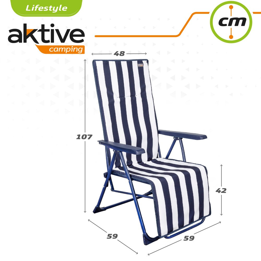 Silla Tumbona Plegable 5 Posiciones Rayas Marineras Aktive Garden_5