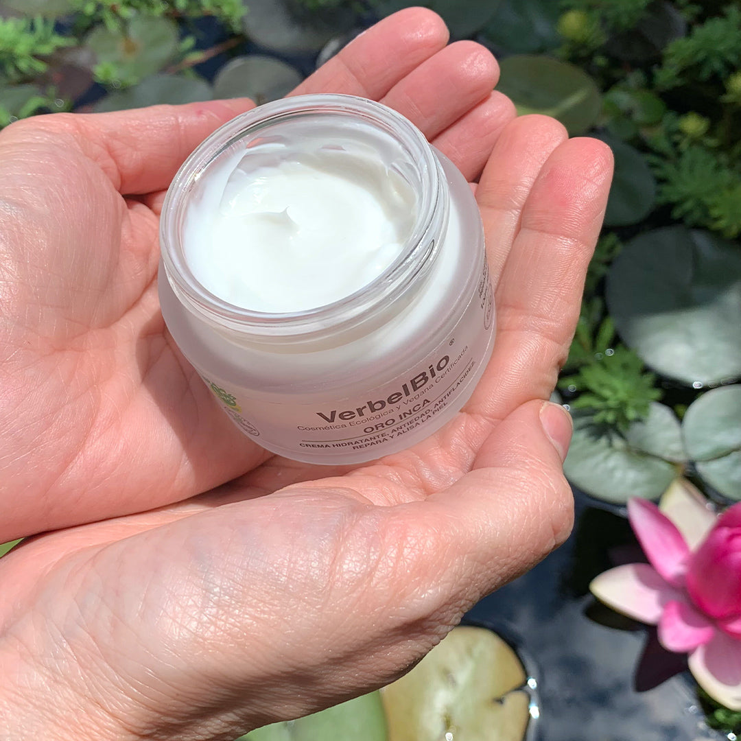 Verbelbio Oro Inca – Crema Ecológica Hidratante, Antiarrugas y Antiflacidez. Ácido Hialurónico. Antiedad y Regeneradora.