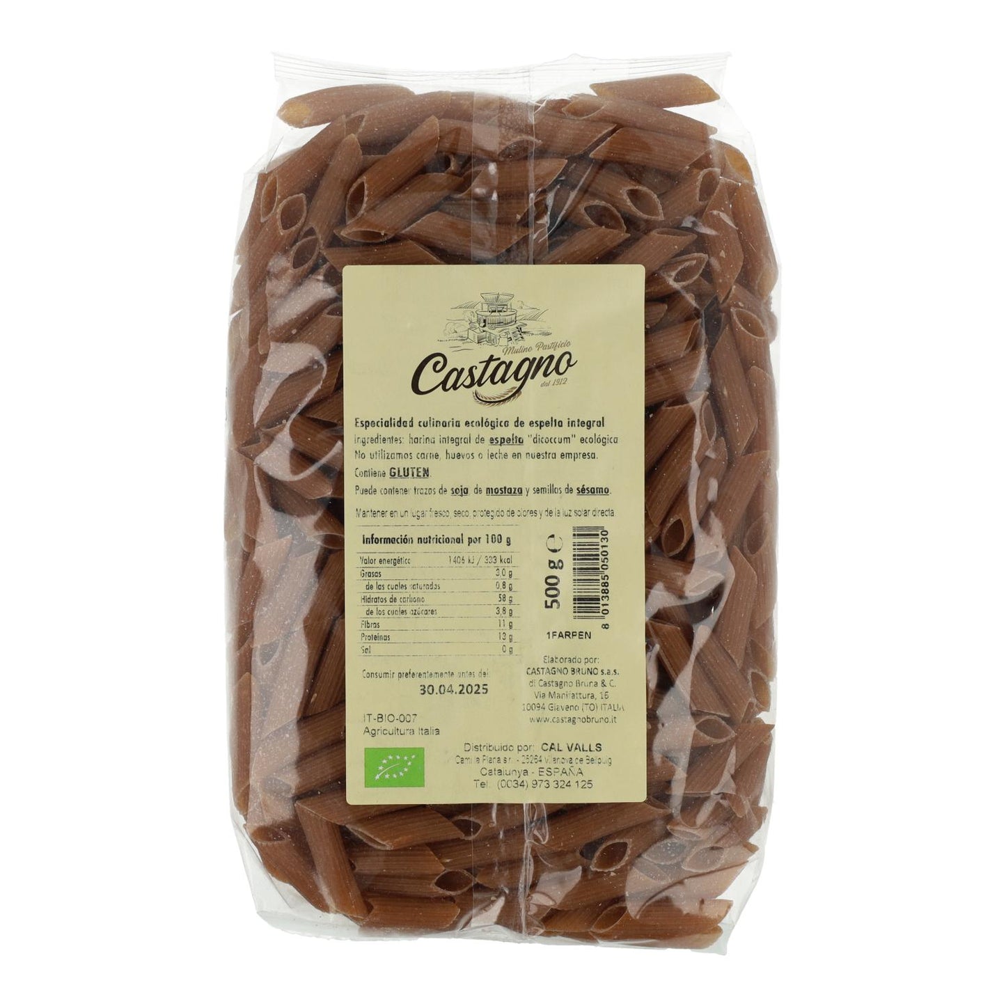 Macarrones Espelta Integral DICOCCUM ECO Castagno 500 g