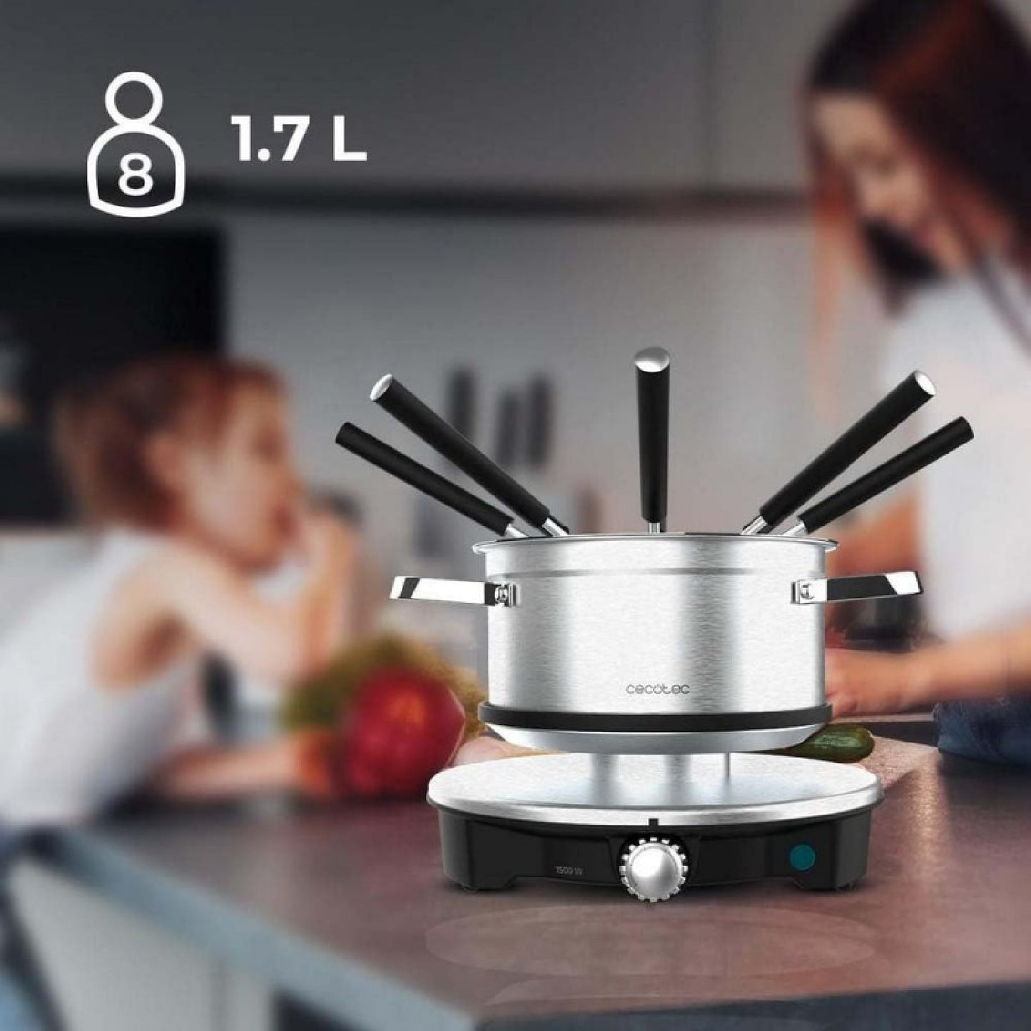 Fondue Eléctrica Para 8 Personas Fun Gourmetfondue Advance. 1500w, Capacidad 1,7l, Queso, Chocolate Y Aceite, Diseño En Acero Inox, Potencia Regulab_4